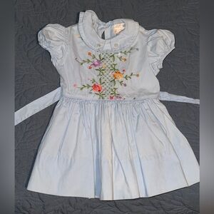 Elegant Light Blue Kids Dress with Floral Embroidery
